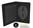 Police Id Badge Holder Shield Badge Bifold New Black Genuine Leather Rare Style