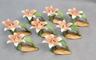 Vintage Pia Fine Bone China Lily Flower Philippines Napkin Ring Holders Lot Of 8