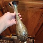 A Brass Vase With Etched Silver Overlay Made In India