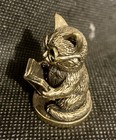Cute Kitten Reading A Book 1 1 2  Handcrafted Brass Figurine