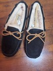 Ugg Dakota Black Suede Slip On Moccasin Slippers Women   s Size 7 Nib