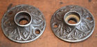 Vintage Antique Victorian Pair Of Cast Bronze Door Knob Hardware Handle Rosettes