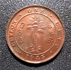Ceylon- 1945 One Cent- King George Vi Emperor- Red Bu- Km 111a  Htm7