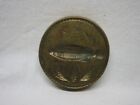 Fish   Leaves Food Stamp Butter Print Mold Press Bronze Metal Vtg Old Antique