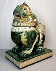 Antique Chinese Porcelain Emerald Green Foo Dog Insence Burner Statue 8 5  Mint 