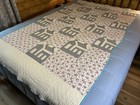 Antique Vintage School House Quilt Handmade Floral Throw Blanket 46x79   