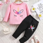 2pcs Toddler Baby Girls Print Jumper Sweatshirt Tops  pants Set Kids Clothes Set