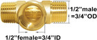 Brass Pipe Fitting Barstock Tee 3 Way Npt 1 2  Male X 1 2  Female X 1 2  Male Ho