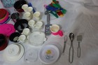 Vintage Child s Doll Tea  Play Dishes  Large Lot Used Lets Play House 