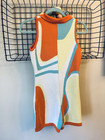 Look Sky Boutique Hippy 70s Short Sleeve Bodycon Jumpsuit Romper Size S