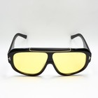 Tom Ford Ft1093 Oversized Aviator Shield Sunglasses Black Frame Yellow Lens