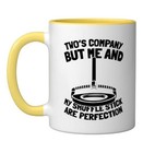 Strategy - Table Game Pucks Shuffleboard Ceramic Mug 11 Ounces Yellow white