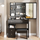 Vanity Table Set Mirror 4 Drawer Dresser Desk Makeup Dressing Large Storage