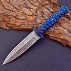 Hand Forged Damascus Steel Blade Dagger Hunting Boot Knife Wood Handle