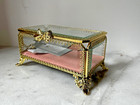 Antique Style  Beveled Glass Footed Jewelry Dresser Trinket Box New   