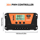 30 Solar Panel Battery Charge Controller Usb Type-c 12v 24v Auto Regulator  Lcd 