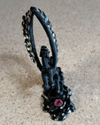 Vintage Spoontiques M942 Pewter Black Pegasus Winged Horse W Pink Crystal  3 75 