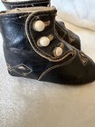 Vintage Antique Victorian Baby Toddler Fancy Black Leather White Button Shoes