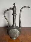 Antique Middle Eastern Qajar Persian Tinned Metal Ewer 19th Century