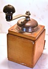 Vintage Dovetailed Wooden Box Coffee Grinder Mill W  Cast Iron Top - Works Great