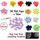 Lovely 20pcs Silicone Soft Cat Nail Caps Cat Nail Covers Pet Claw Paws Caps Adhe