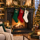 Surname Initial Personalized Embroidered Knit Christmas Stocking White Family