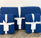 Pottery Barn Pick-stitch Handcrafted King Quilt   2 King Shams Capri Blue