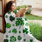 St  Patrick s Day Shamrock Fleece Blanket Black Throw Blankets For Light Green