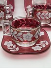 Vtg Joe Columbo Fidenza Pink Glass Floral Espresso Cup   Saucer X 6 Italy Retro