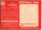 1958 -rick Casares- Topps Autograph signed auto Football Card  53 Bears