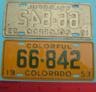 Colorado 1953 General Mills Wheaties Post Cereal License Plate   66 - 842