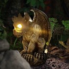 Large Winged Gargoyle Statue With Solar Lights Outdoor Decor  Sitting Gargoyle