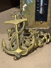Antique Embossed Brass Art Nouveau Thermometer Anchor Woman Motif