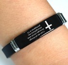Adjustable Silicone Christian Bible Verse Unisex Bracelet Black