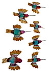 Vintage Hummingbird Bird Ornaments Set Of 2 Decorative Figurines One Beak Broken