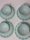 Vintage Mid Century Turquoise Milk Glass Teacup Saucer Set Of 4 