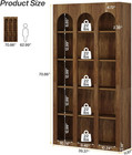 71 In 5-tier Arched Bookcase Mid Century Modern Wood Bookshelf Brown Usa Stock