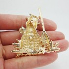 1 97  Lovely Christmas Snowman Besom Flower Brooch Pin Clear Rhinestone Crystal