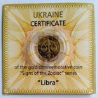Libra Ukraine 2 Uah 2008 Pure Gold Au 999 9 Coin 1 25 Oz Signs Of Zodiac Km  486
