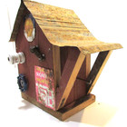 Unused Handcrafted Primitive Old 1980 s Tin Roof Wood Birdhouse Signs Shell Oil