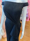 Black Off-shoulder Evening Gown With Ruffle Detail And Lace-up Back Size 10