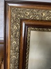Huge Antique Wood Picture Frame Ornate Gold Gesso Strips On Wood Gorgeous