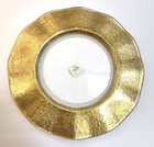 Pier 1 Gold Leaf Glass Charger Plate 13 5    Italy Ruffled Edge Scalloped New