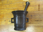 Vintage   Antique Heavy Solid Brass Bronze Apothecary Mortar And Pestle Set