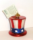 2016 - Uncle Sam s Hat - Old World Christmas Glass Ornament New 36206