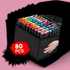 80 Colors Markers Graphic Drawing Painting Alcohol Art Dual Tip Sketch Pens Kits