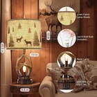 Set Of 2 Table Lamps Rustic Country Cabin Deer Shade Antler Base Bedside Lights