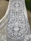 Antique French Vintage Floral Cream Natural Lace Needle Tablecloth 65  X 96 