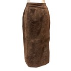 Vintage Suede Size 14 P Chocolate Brown Long Boho Western Pencil Maxi Skirt