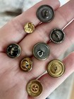 Antique Victorian Gold silver Metal Floral art Nouveau  Designs Button Lot Of 8